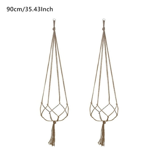 Yoziaaoa 2 Pcs 90cm Macrame Plant Hanger Indoor Hanging Plant Holder Hand-Woven Cotton Rope Flower Pot Basket with Metal Hook Rings Window Plant Hanger for Outdoor Hanging Pots Home Boho Decor
