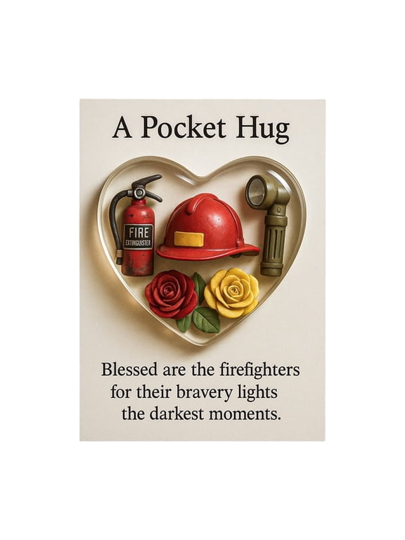 2 Pcs Firefighter Pocket Gift Decoration, Heartfelt Tribute for Heroes, Courage Appreciation Keepsake, Inspirational Support Token
