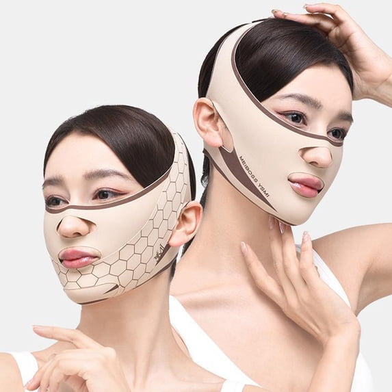 Yoziaaoa 2 Pcs Reusable Facial Lifting Support Bandage With Adjustable Straps, Firming Cloth Mask For Contour Definition(Multi-color)