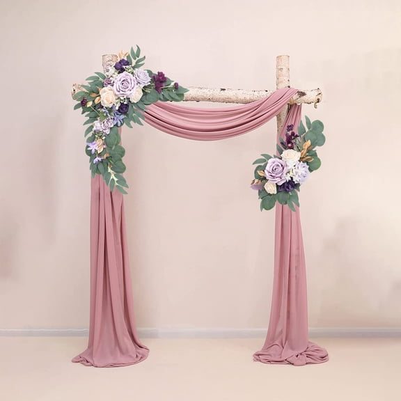 Yoziaaoa 2 Pcs Simulation Arch Flower Welcome Flower Row Lintel Flower Water Sign Corner Flower Artificial Flower Wedding Decoration(Purple)