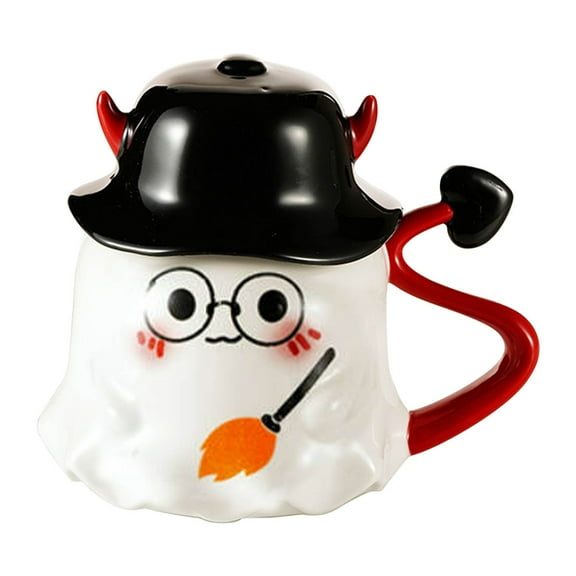 Yoziaaoa 2 Pcs Spooky Apparition Themed Ceramic Mug with Customizable Text Option for Hot Beverages, 10oz(Multi-color)
