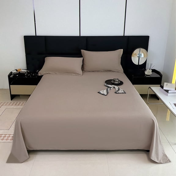 Yoziaaoa 2 pcs Comfortable Breathable Twin Flat Sheet - Solid Green Cotton 450 Thread Count Machine Washable Bed Sheet (230x220x0.2cm)