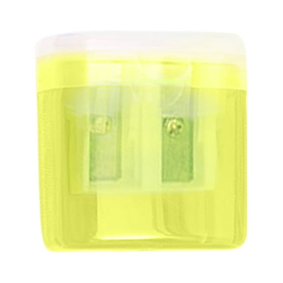 Yoziaaoa 2 pcs Handheld Pencil Sharpeners with Lid, Multicolor Dual Hole Manual Little Sharpener for Crayons Graphite Pastel Colouring Lip Liners Eye Brow Pencils