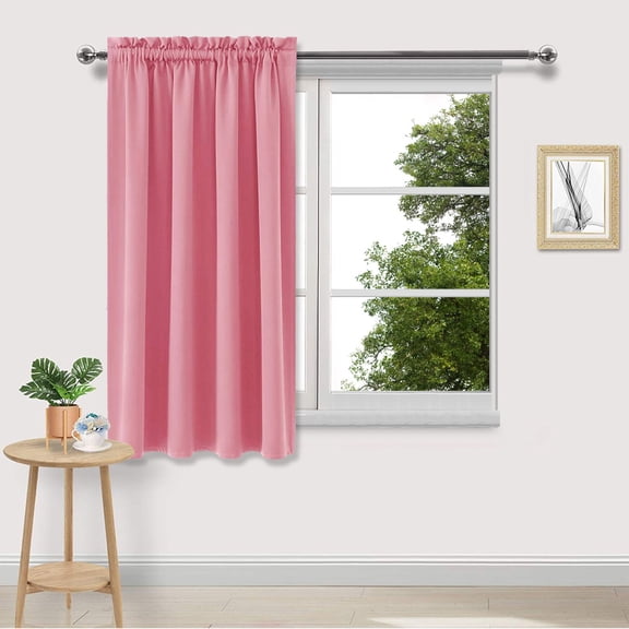 Yoziaaoa 2 pcs Short Light Blocking Insulated Curtain, Blackout Window Drapery for Bedroom, Bathroom & Kitchen, Polyester Fabric