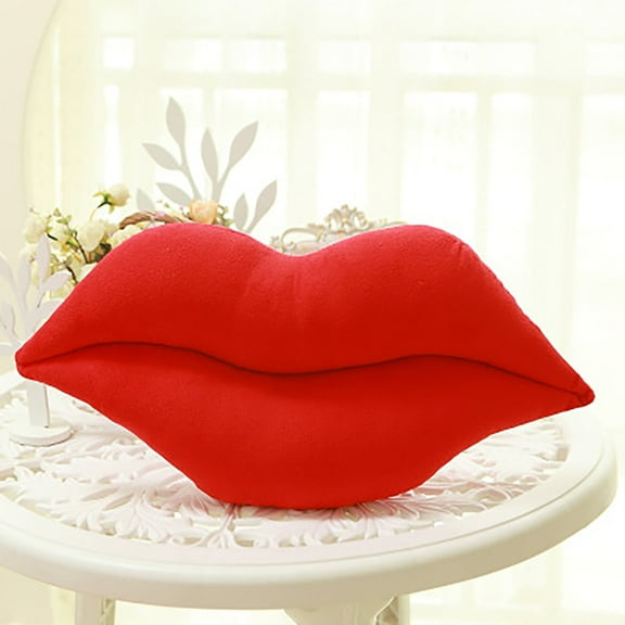 Yoziaaoa 2 pcs Ultra-Soft Red Lips Shape Stuffed Pillow Cuddle Plush 3D Red Lips Cushion Fluffy Lips Plushie Cushion Valentine's Day for Bed Couch Office(50cm)