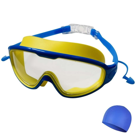 Yoziaaoa 3 Pcs HD Children's Large Frame Waterproof and Anti-fog Swimming Goggles, Summer Wide View Swimming Goggles for Kids Boys Girls