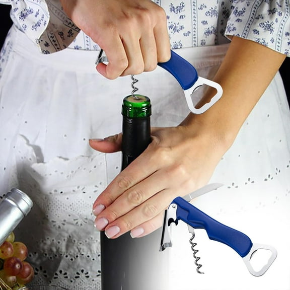 Yoziaaoa 4 Pcs 3-in-1 Multifunction Wine Opener, Portable Corkscrew with Foil Cutter, Ergonomic Bottle Tool, Compact Travel Accessory