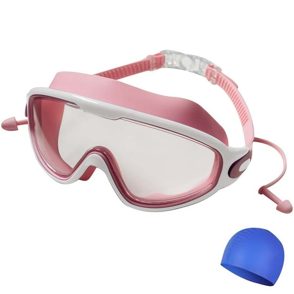 Yoziaaoa 4 Pcs HD Children's Large Frame Waterproof and Anti-fog Swimming Goggles, Summer Wide View Swimming Goggles for Kids Boys Girls