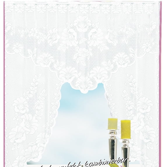 Yoziaaoa 5 pcs Kitchen Curtain Valance - Vintage Floral Patterned Sheer Lace Valance Curtain for Kitchen Window, Rod Pocket Short Lace Valance Curtain