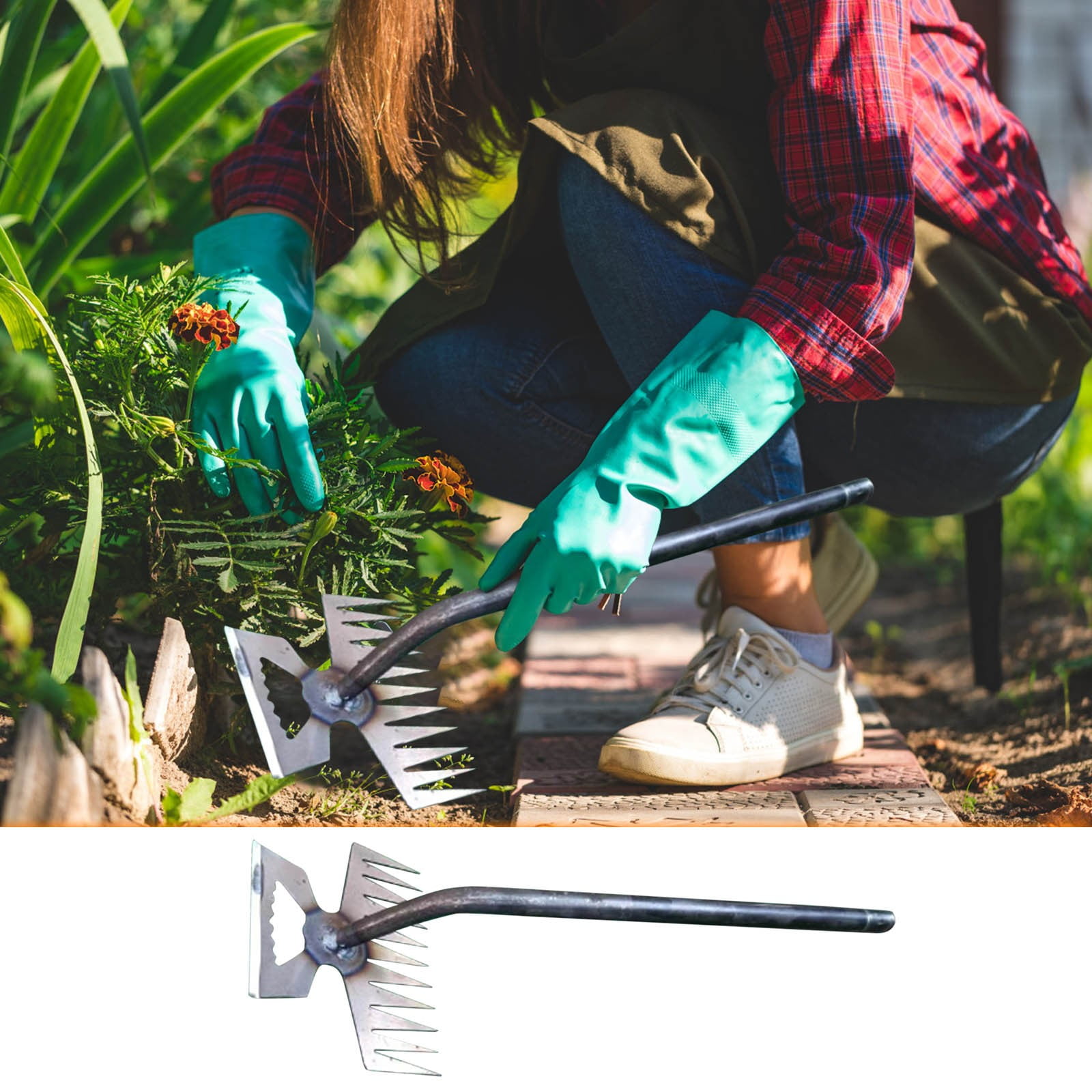 Yoziaaoa 5 pcs Weed Puller Dual Purpose Manganese Steel Weeding Artifact Uprooting Weeding Tools Gardening Long Handle Garden Tools for Gardening Weed Remover Tool for Backyard Farm Planting Yard