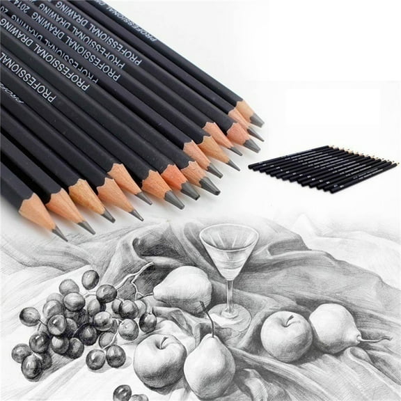 Yoziaaoa 56 Pcs 6H-12B Pencil Tool Sketch Painting Sketching Art Pencil Drawing Professinal Stationery(Black)