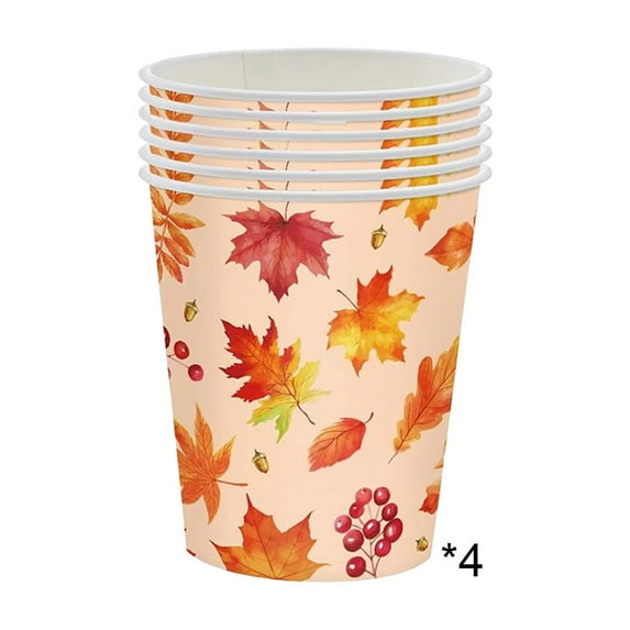 Yoziaaoa 72 Pcs Vibrant Thanksgiving Tableware Set with Maple Leaf Patterns, Disposable Party Collection for Holiday Catering