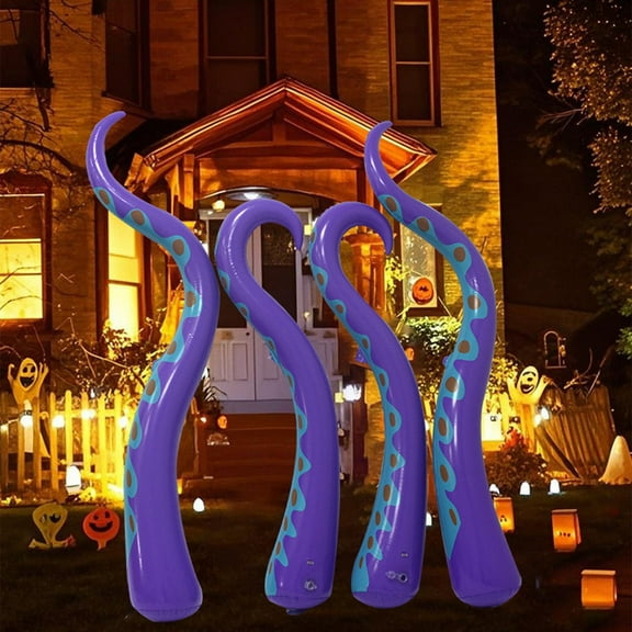 Yoziaaoa 8 Pcs Vibrant Purple Octopus Tentacle Inflatable Decor with Ground Spikes, PVC Halloween Yard Decoration for Outdoor Parties, 59x17.77in(Purple)