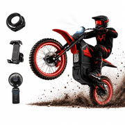Yozma IN10 2600W Electric Dirt Bike, 40 MPH, 48V 23.4Ah, 53-Mile Range, Lock + Phone Holder + Fan Bundle, Red