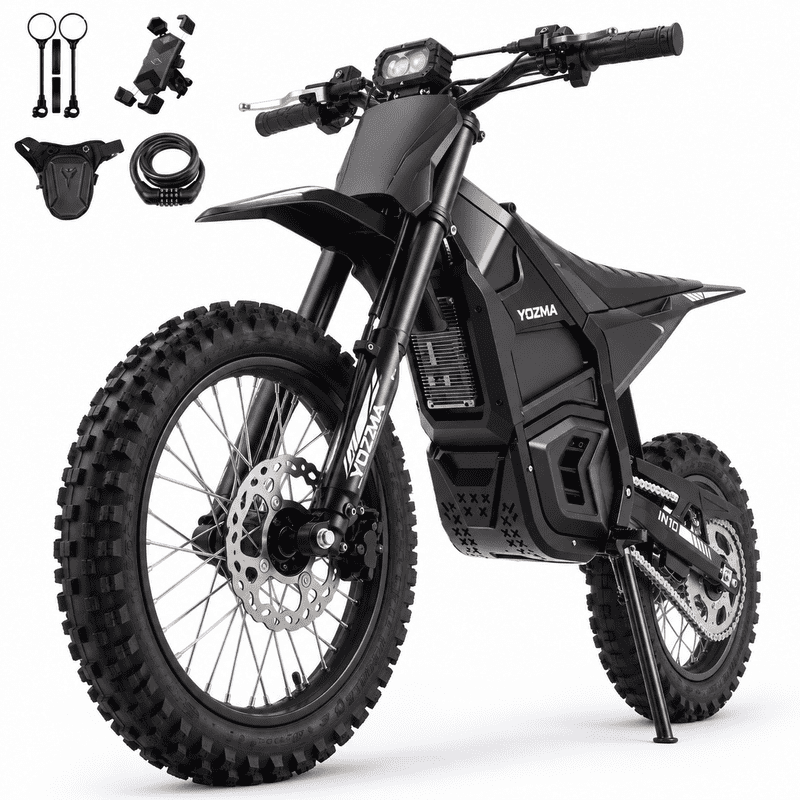 Yozma IN10 2600W Electric Dirt Bike for Teens Adults, 40 MPH, 48V 23.4Ah, 53-Mile Range, Black