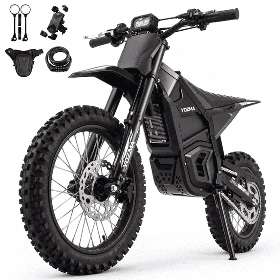Yozma IN10 2600W Electric Dirt Bike for Teens Adults, 40 MPH, 48V 23.4Ah, 53-Mile Range, Black