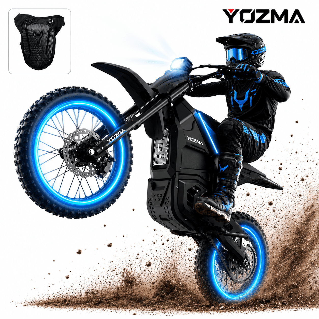 IN10 2600W Electric Dirt Bike for Adults, 40 MPH Off-Road Electric Motorcycle, 48V 23.4Ah Removable Battery, 53-Mile Max Range, Hydraulic Brakes, Full Suspension, Midnight Black