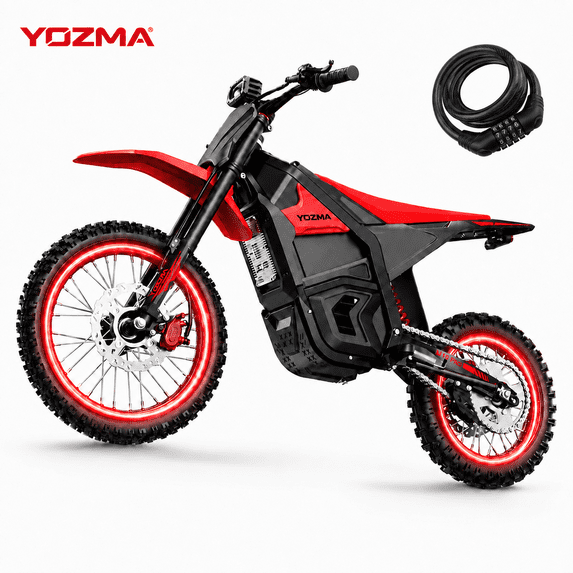 Yozma IN10 Pro 5500W Electric Dirt Bike for Adult, 17"/14" Tire Electric Motorcycle with 60V 27Ah Battery, 50 MPH, 60-Mile Range, 220NM, Hydraulic Brakes, Red