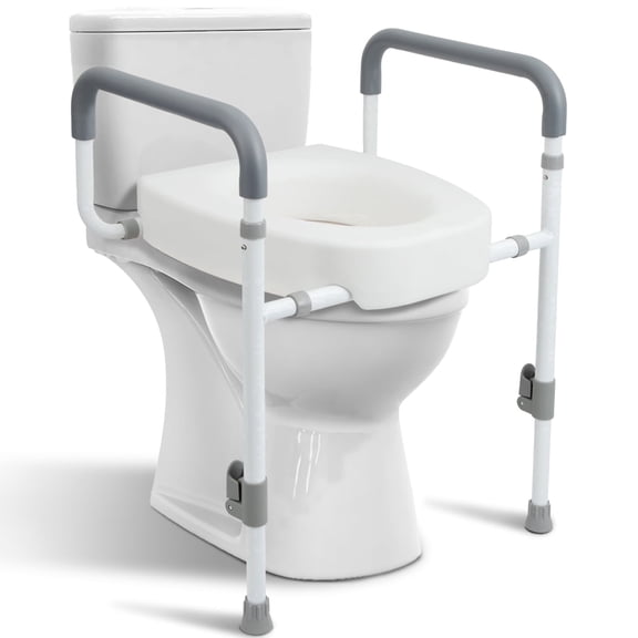 YrHeiper Toilet Seat Risers for Seniors - Raised Toilet Seat with Handles over Toilet - Elevated Toilets Seat for Handicap & Elderly, Adds 3.5 Inches Height, Assists Standing & Sitting