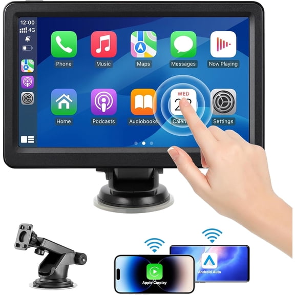 Yrevtm Carplay for Apple Portable Car Screen: Easy Setup 7 Inch Android Auto - Wireless Car Play Touchscreen
