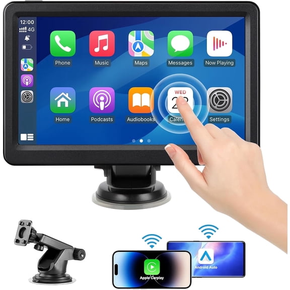 Yrevtm Carplay for Apple Portable Car Screen: Easy Setup 7 Inch Android Auto - Wireless Car Play Touchscreen