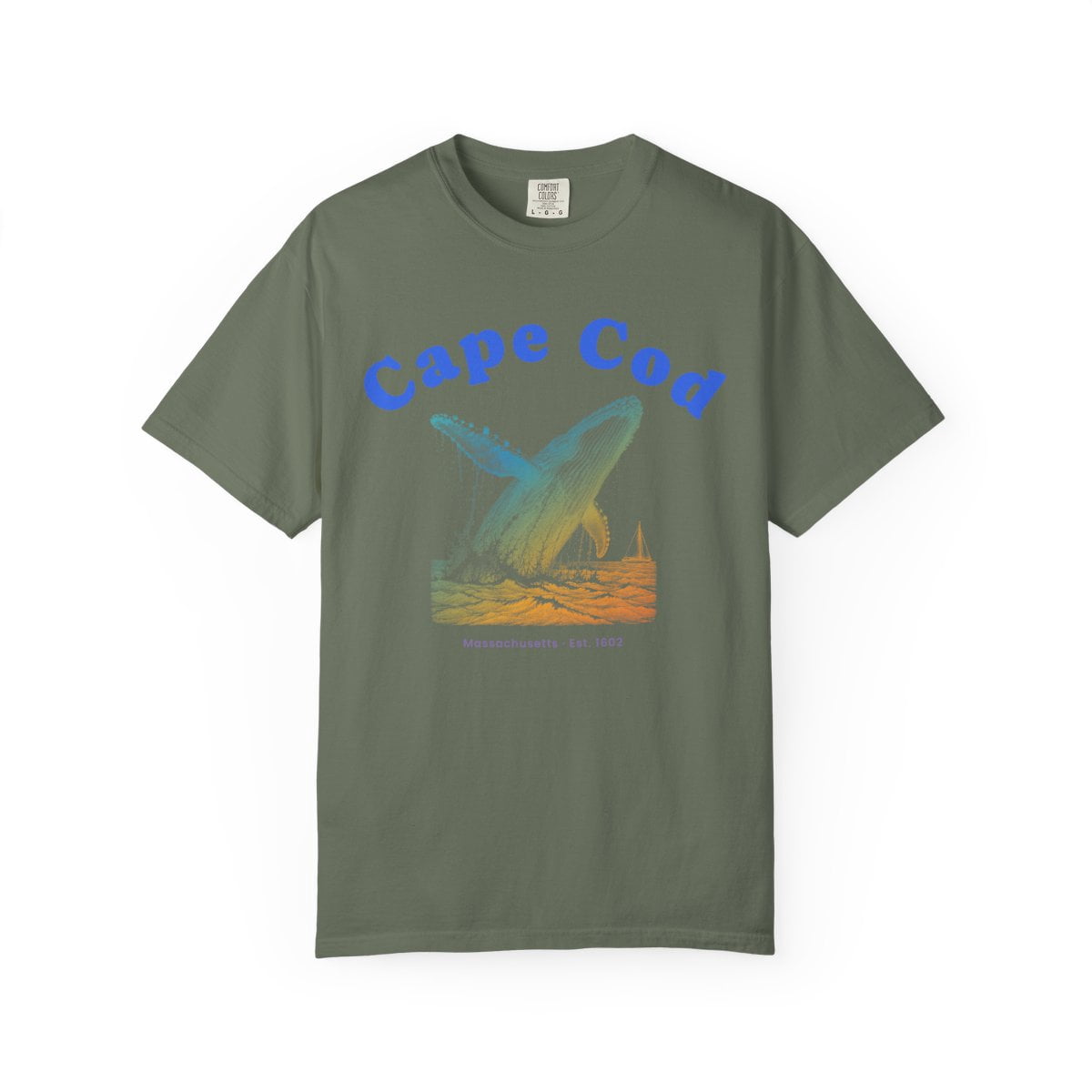 Yrill Cape Cod Humpback Whale Cobalt Blue Lettering Comfort Colors 1717 ...