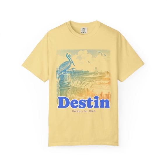 Yrill Destin Pier Pelican Cobalt Blue Lettering Comfort Colors 1717 ...