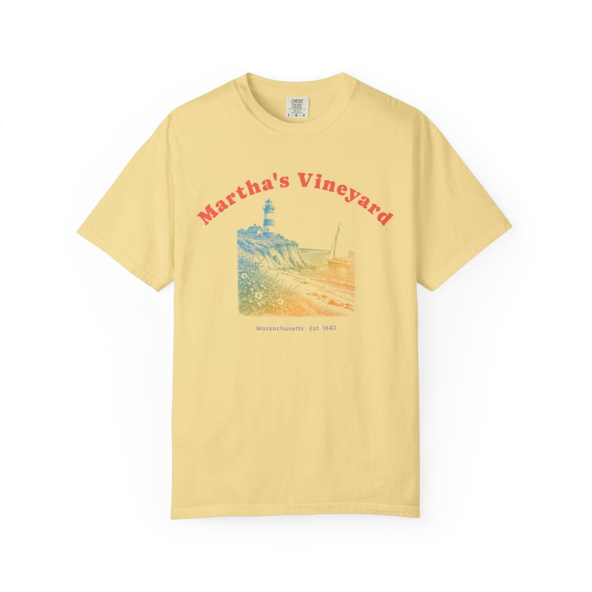 Yrill Martha's Vineyard Aquinnah Lighthouse Coral Red Lettering Comfort ...