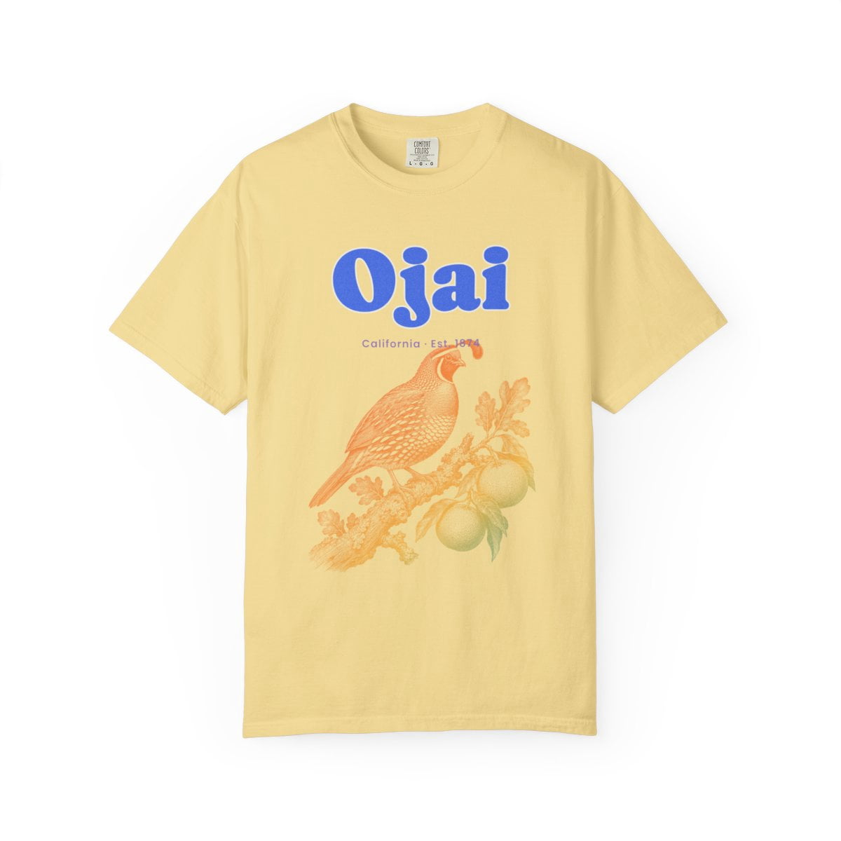 Packages Lettering Yrill Ojai California Quail Cobalt Blue Lettering Comfort Colors 1717 ...