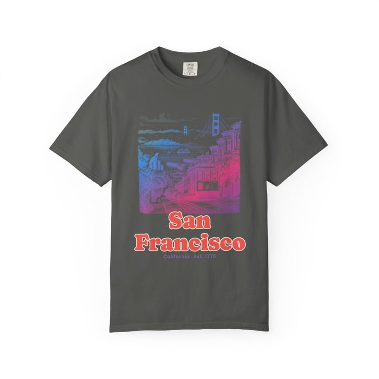 Packages Lettering Yrill San Francisco Cable Car Hill Coral Red Lettering Comfort Colors ...