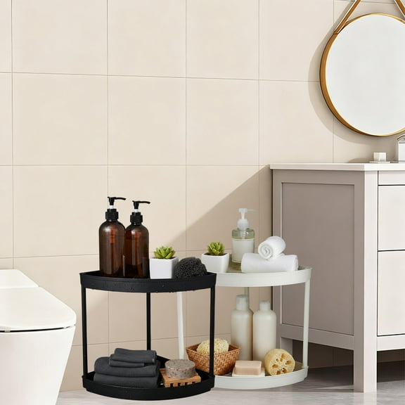 Yrmaups 1Pcs Bathroom Corner Shelf Rack, Freestanding Plastic Storage Shelf, Triangle Toiletries Organizer for Bathroom, Living Room, Bedroom