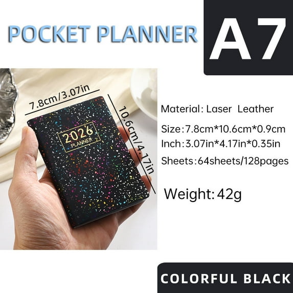 Yrmaups 2026 Daily Planner, A7 Mini Notebook Organizer with Calendar, Portable Travel Diary for Office Study and Home, Personal Schedule Journal