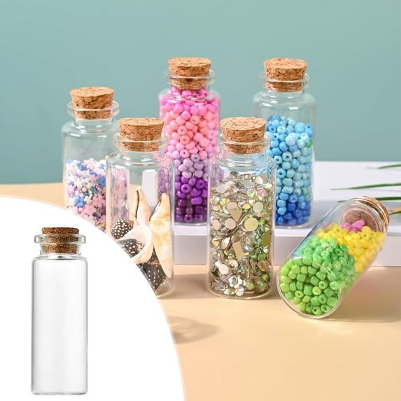 Yrmaups 2Pcs 10ml Glass Bottles With Cork Stoppers, Mini Glass Vials For Wedding Favors Party Decor, Message In A Bottle Keepsake Jars, Small Glass Containers For Perfume Oils And Pendant Crafts