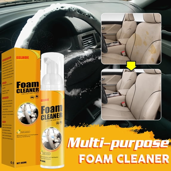 Yrmaups 2Pcs All-Purpose Foam Cleaner Spray, Multi-Surface Car Interior Cleaner, Strong Foam Expansion Formula for Dashboard Steering Wheel and Engine, Water-Based Liquid Cleaning Artifact,