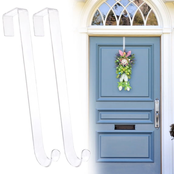 Yrmaups 2Pcs Transparent Rosette Hook, Clear Adhesive Wreath Hanger for Front Door and Indoor Wall, Invisible Decorative Hook for Seasonal Decor, Christmas Holiday Easter Door Hanger, Plastic