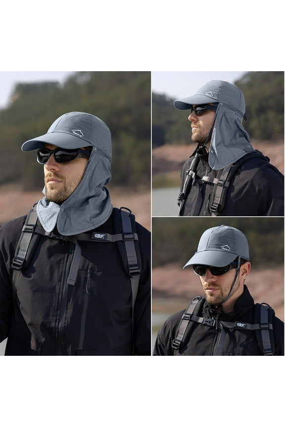 3 Ways to Wear Sun Hat, Men’s Women’s Outdoor Fishing Hiking Cap, Fast Drying Fisherman Hat with Detachable Neck Shawl, UPF Protection Baseball Cap for Travel