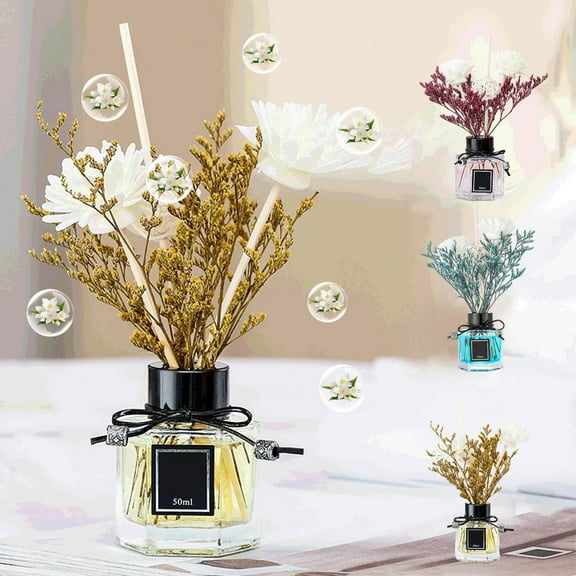 Yrmaups 3Pcs Flower Diffuser for Home Decor, 50ml Glass Oil Diffuser, Long Lasting Aromatherapy Diffuser for Bedroom, Office, Living Room, Yoga Studio