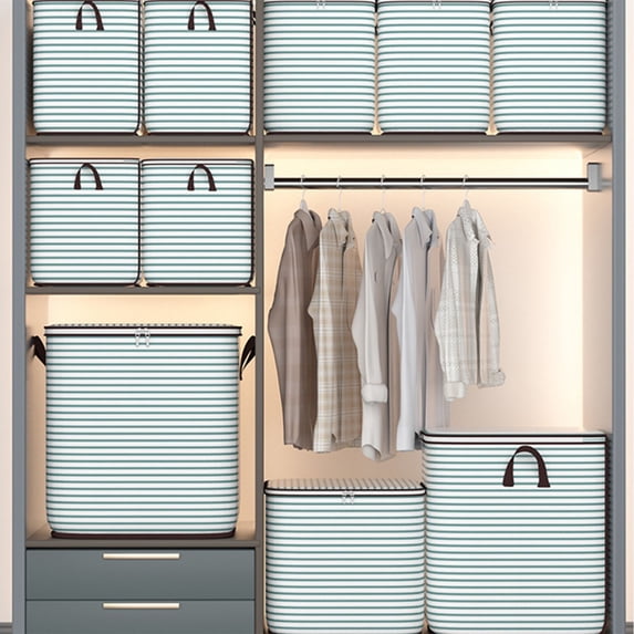 Yrmaups 4Pcs Clothes Storage Box, Large-Capacity Foldable Wardrobe Organizer, Breathable Fabric Clothing Storage Bins For Home Moving And Bedroom, Dust-Proof Portable Storage Basket With Handles