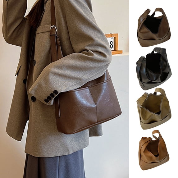 Yrmaups 4Pcs Leather Tote Bag For Women, Genuine Faux Leather Purse, Multipurpose Handbag Carry Shoulder Bag for Work Travel and Shopping, Durable Soft Structured Ladies Tote