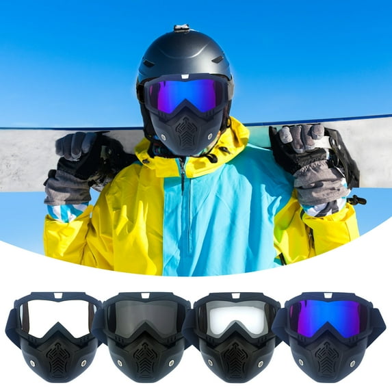 Yrmaups 4Pcs Snow Goggles, Motorcycle Helmet Goggles Windproof Antifog, Ski Mask for Snowmobile ATV Riding, Winter Sports Goggles for Skiing Snowboarding, Outdoor Protective Goggles