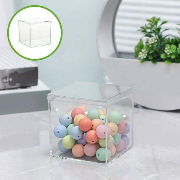 Yrmaups Acrylic Storage Box, Transparent Plastic Lid Organizer forToysCandy Jewelry, Clear Display Case for Wedding Birthday Party Gifts and Home Office Decor, 10x10x10cm