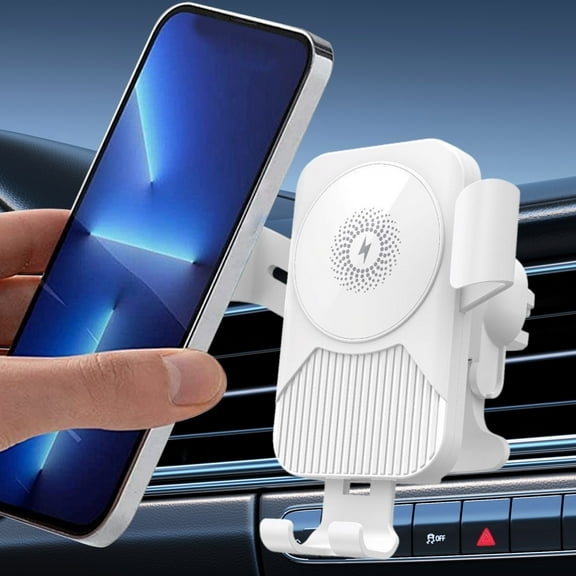 Yrmaups Car Wireless Charger 15W Fast Charging Gravity-Activated Phone Holder, Qi-Certified 360 Rotatable Car Mount for Android Universal Phones, Type-C Output QC3.0 Compatible for Dashboard Vent