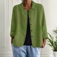 thumbnail image 1 of Yrmaups Casual Button Down Blouse for Women, 3/4 Sleeve Loose Fit Collared Top, Soft Breathable Cotton Shirt for Office Holiday Travel Daily Wear, Green S, 1 of 5