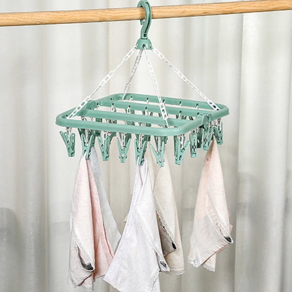 Yrmaups Closet Hanger Organizer With 32 Clips For Socks Underwear Pantyhose, Space Saving Storage Hanger For Closet Wardrobe Organization, Plastic Clothes Hanger For Bedroom And Laundry Room