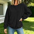 thumbnail image 1 of Yrmaups Cozy Long Sleeve Pullover Sweater for Women, Soft Casual Fall Winter Top, Loose Fit Solid Comfy Knitwear for Daily Wear, Black M, 1 of 6