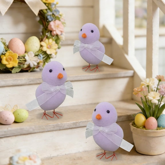 Yrmaups Flocked Chick Ornaments, Easter Colorful Simulation Chicken Decor, Cute Decoration for Holiday, Warm Gifts, Party Favors, Tabletop Decor, Spring Accents, Gift forkids, Festive Cheer, Durable