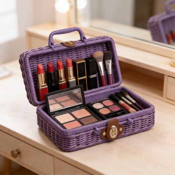 Yrmaups Imitation Rattan Box, Retro Portable Storage Box, Wedding Photo Prop, Decorative Organizing Box, Souvenir Keepsake Box, Handled Basket