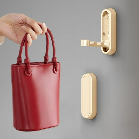 Yrmaups Invisible Folding Clothes Hook, 90 Degree Rotating Wall Mounted Hooks, Zinc Alloy No Perforation Required Hanger for Entrance Foyer and Bathroom, Perforated Fixed Shoe Cabinet Clothes Hook