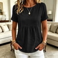 thumbnail image 1 of Yrmaups Loose Fit Short Sleeve T Shirt for Women Plus Size, Casual Round Neck Blouse, Everyday Soft Stretch Tee for Party Travel Office Daily Wear, Black M, 1 of 7