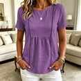 thumbnail image 1 of Yrmaups Loose Fit Short Sleeve T Shirt for Women Plus Size, Casual Round Neck Blouse, Everyday Soft Stretch Tee for Party Travel Office Daily Wear, Purple 2XL, 1 of 7
